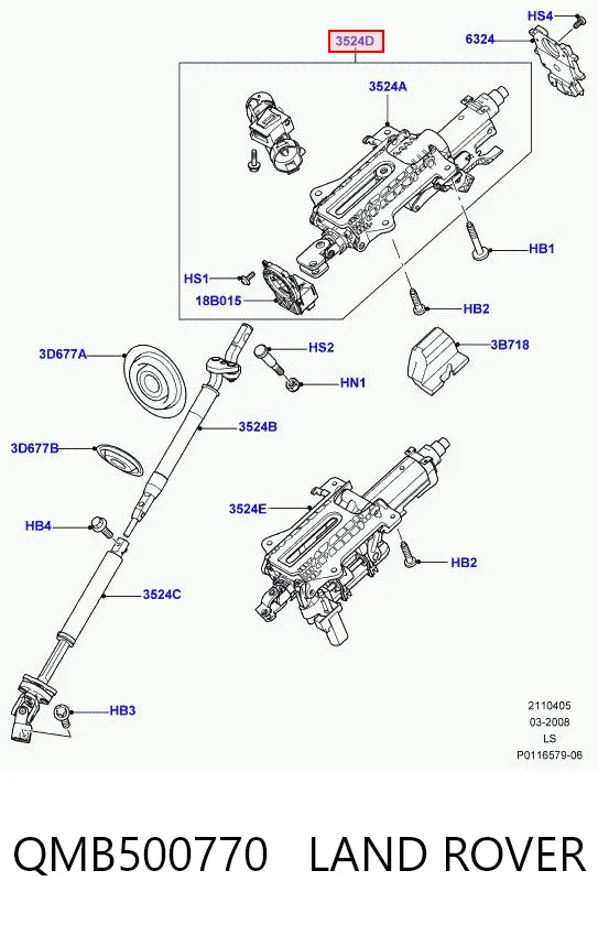 Do koszyka Kolumna (wał) kierownicza (kierownicy) Land Rover Discovery III LR3