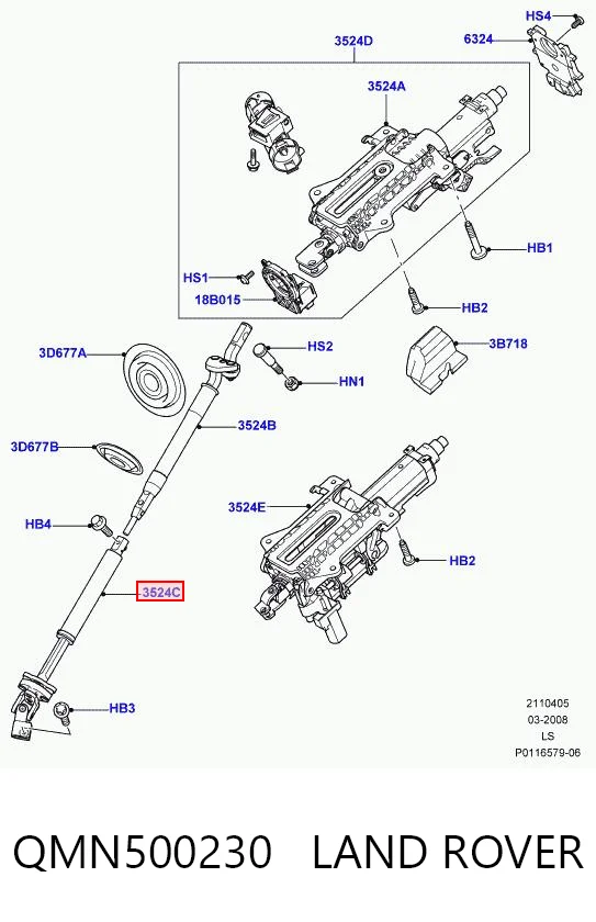 4526044041 Toyota Wał kolumny kierowniczej dolny