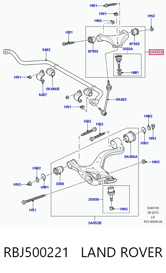 Wahacz zawieszenia przedniego prawy górny do Land Rover Discovery III LR3