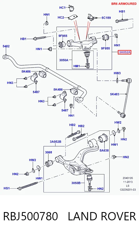  Wahacz zawieszenia przedniego prawy górny Land Rover Discovery 4