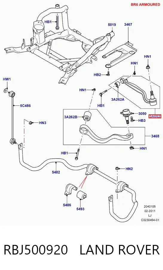 RBJ500920 Land Rover Wahacz zawieszenia przedniego dolny lewy/prawy