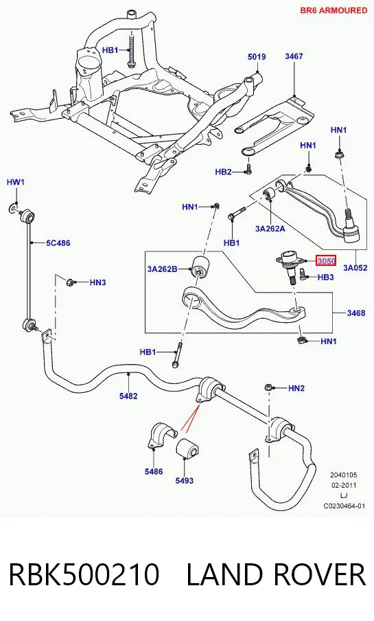 RBK500210 Land Rover Sworzeń wahacza górny