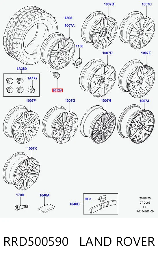 RRD500590 Land Rover Nakrętka koła