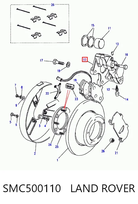 Do koszyka Zacisk hamulcowy tylny prawy Land Rover Discovery II LJ ,LT