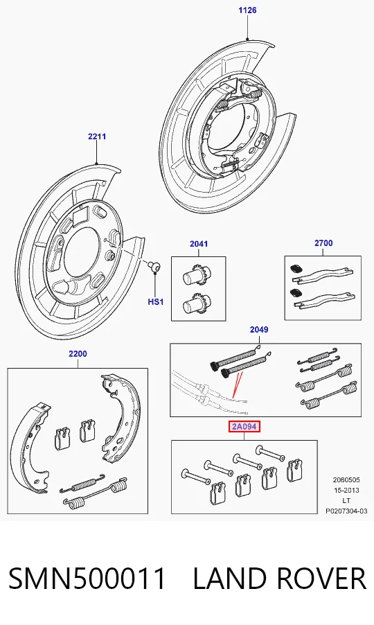 Zestaw naprawczy hamulca postojowego (ręcznego) do Land Rover Range Rover SPORT I L320