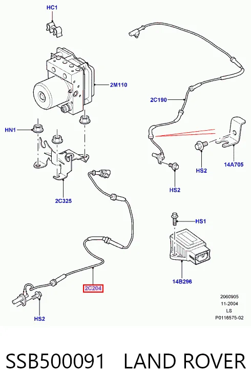Do koszyka Czujnik ABS przedni Land Rover Discovery III LR3