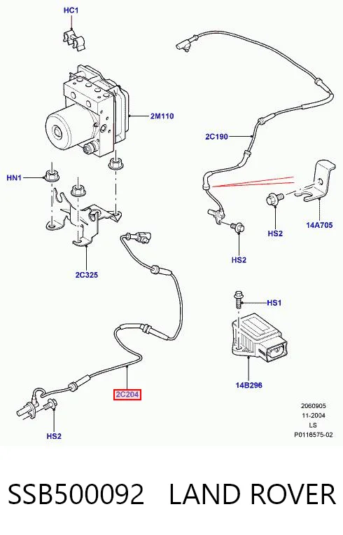  Czujnik ABS przedni Land Rover Discovery 3