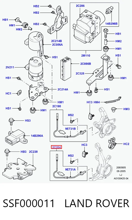 Czujnik ABS przedni Land Rover Range Rover III