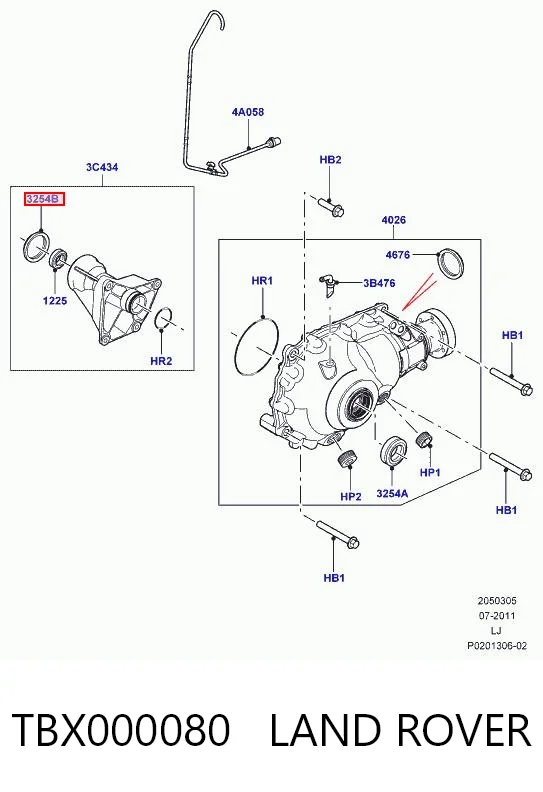 TBX000080 Land Rover Uszczelniacz reduktora mostu przedniego