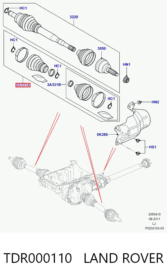 Osłona przegubu homokinetycznego półosi przedniej zewnętrzna Land Rover Range Rover III SUV (L322) (2002 - 2009) cena, od 27,31 USD