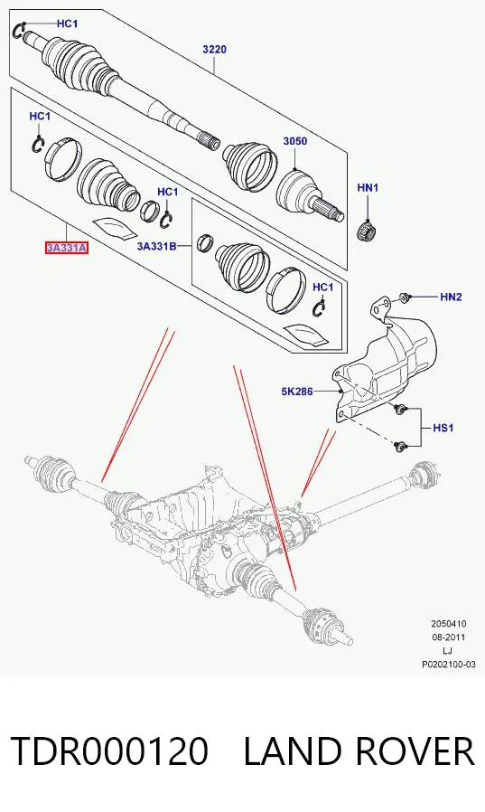 TDR000120 Land Rover Osłona przegubu homokinetycznego półosi przedniej zewnętrzna