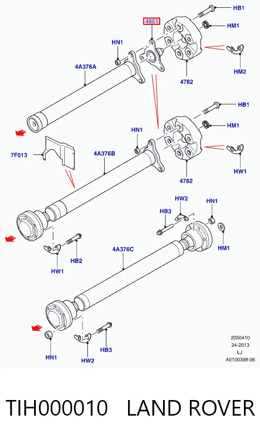 Wał Cardana, do mostu przedniego do Land Rover Range Rover L322
