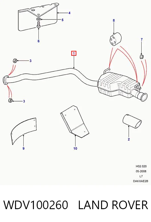 Do koszyka Tłumik, tylna część Land Rover Range Rover II LP, P38A