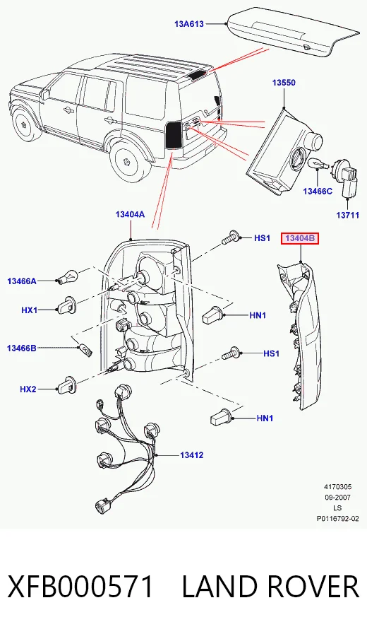 Lampa zespolona tylna lewa do Land Rover Discovery III LR3
