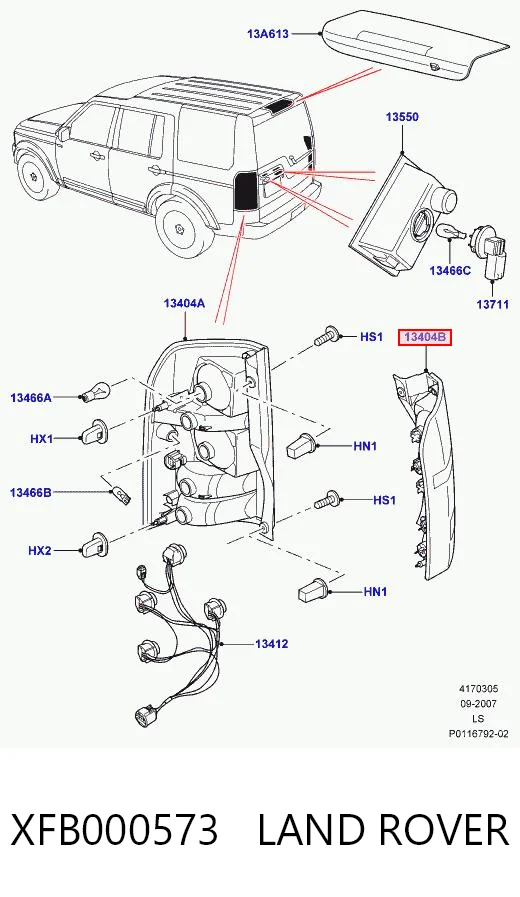 Lampa zespolona tylna lewa Land Rover Discovery III SUV (LR3) (2004 - 2009) cena, od 186,27 USD