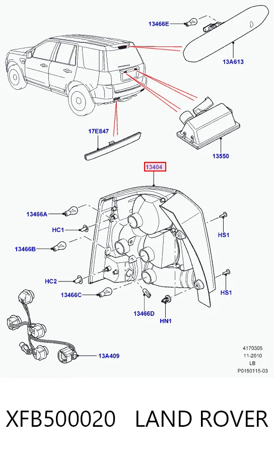 Lampa zespolona tylna prawa Land Rover Freelander II