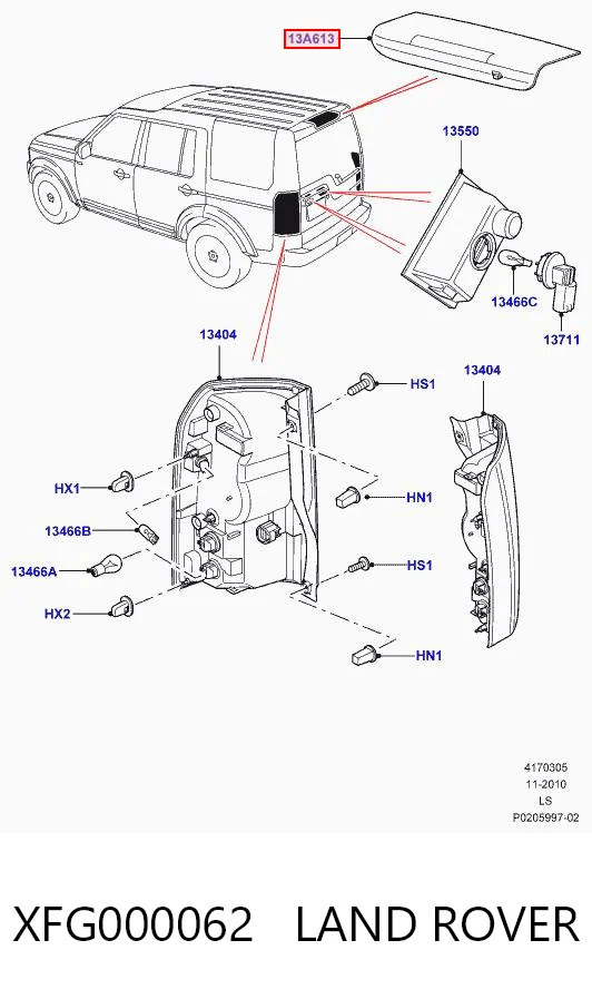 Do koszyka Lampa stop tylna dodatkowa Land Rover Discovery III LR3