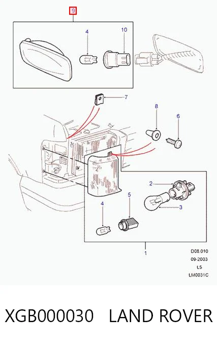 XGB000030 Land Rover Powtarzacz kierunkowskazu na błotniku