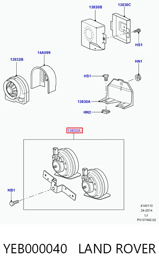 Do koszyka Sygnał dźwiękowy (klakson) Land Rover Range Rover III L322