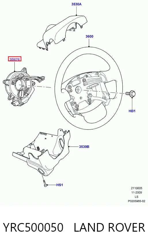 Pierścień kontaktowy AIRBAG, taśma kierownicy  do Land Rover Range Rover SPORT I L320