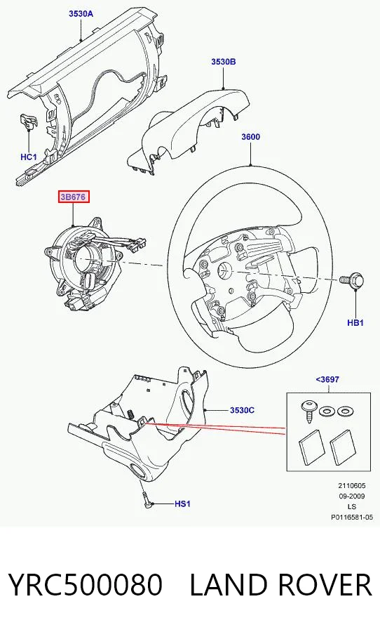  Pierścień kontaktowy AIRBAG, taśma kierownicy  Land Rover Range Rover 
