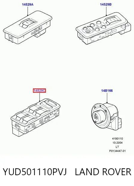YUD501110PVJ Land Rover Panel przyciskowy sterowania podnośnikiem szyby przedni lewy