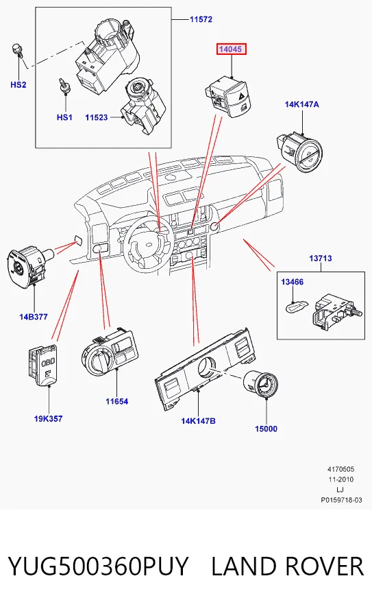Przycisk włączania światła awaryjnego do Land Rover Range Rover L322