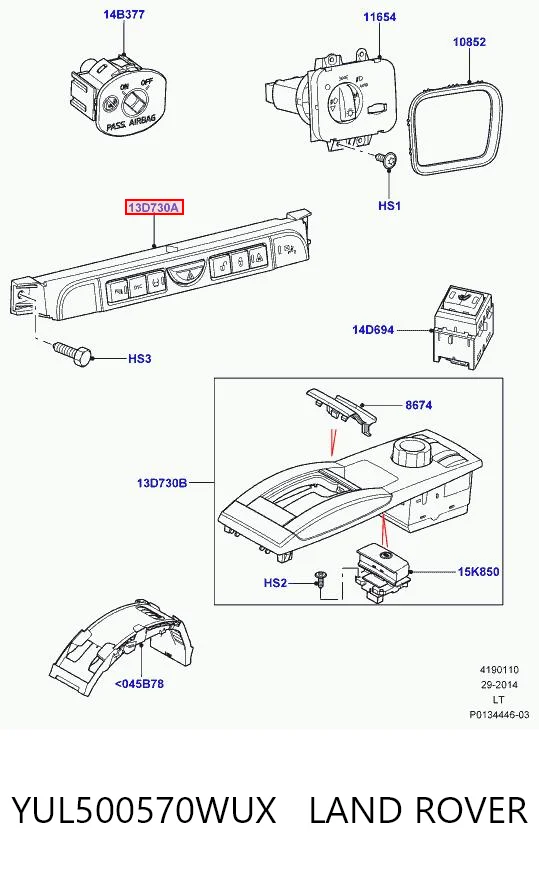 Przycisk włączania światła awaryjnego do Land Rover Range Rover SPORT I L320