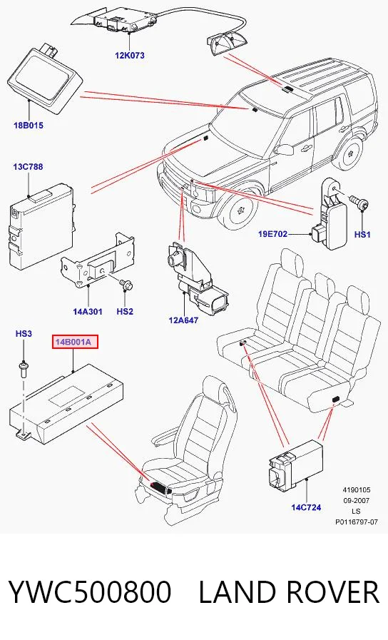 YWC500800 Land Rover Moduł sterujący przedniego siedzenia (ECU)