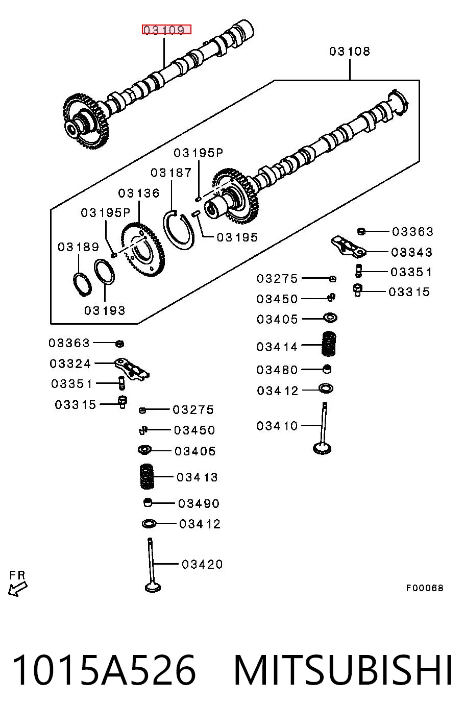 1015A526 Mitsubishi Wał rozrządu silnika wylotowy, wydechowy
