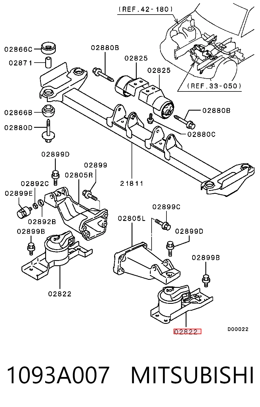 1093A007 Mitsubishi Poduszka (podpora) silnika prawa