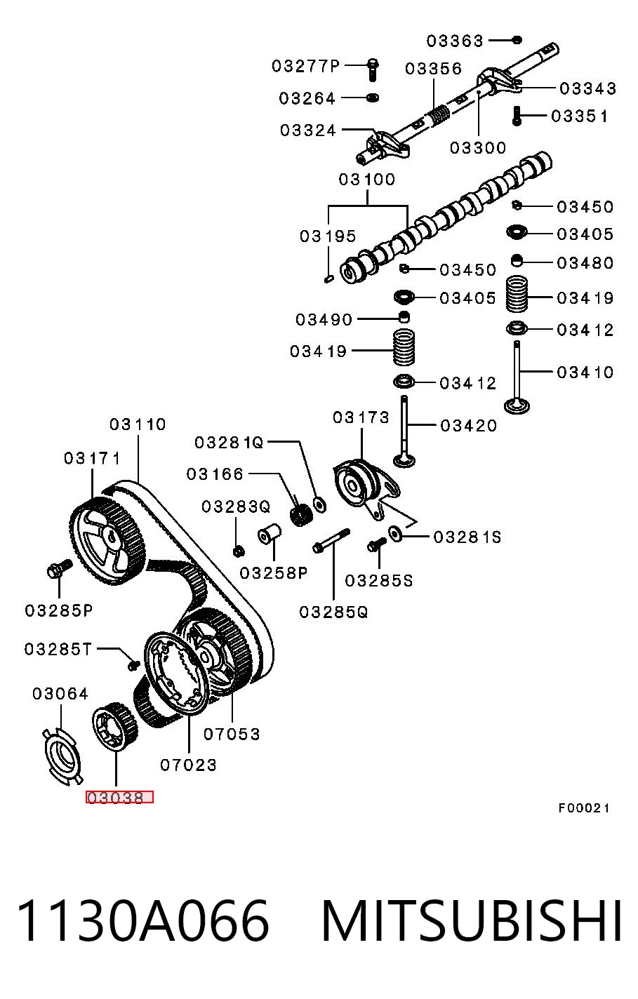 1130A066 Mitsubishi Koło zębate walcowe napędu wałka rozrządu