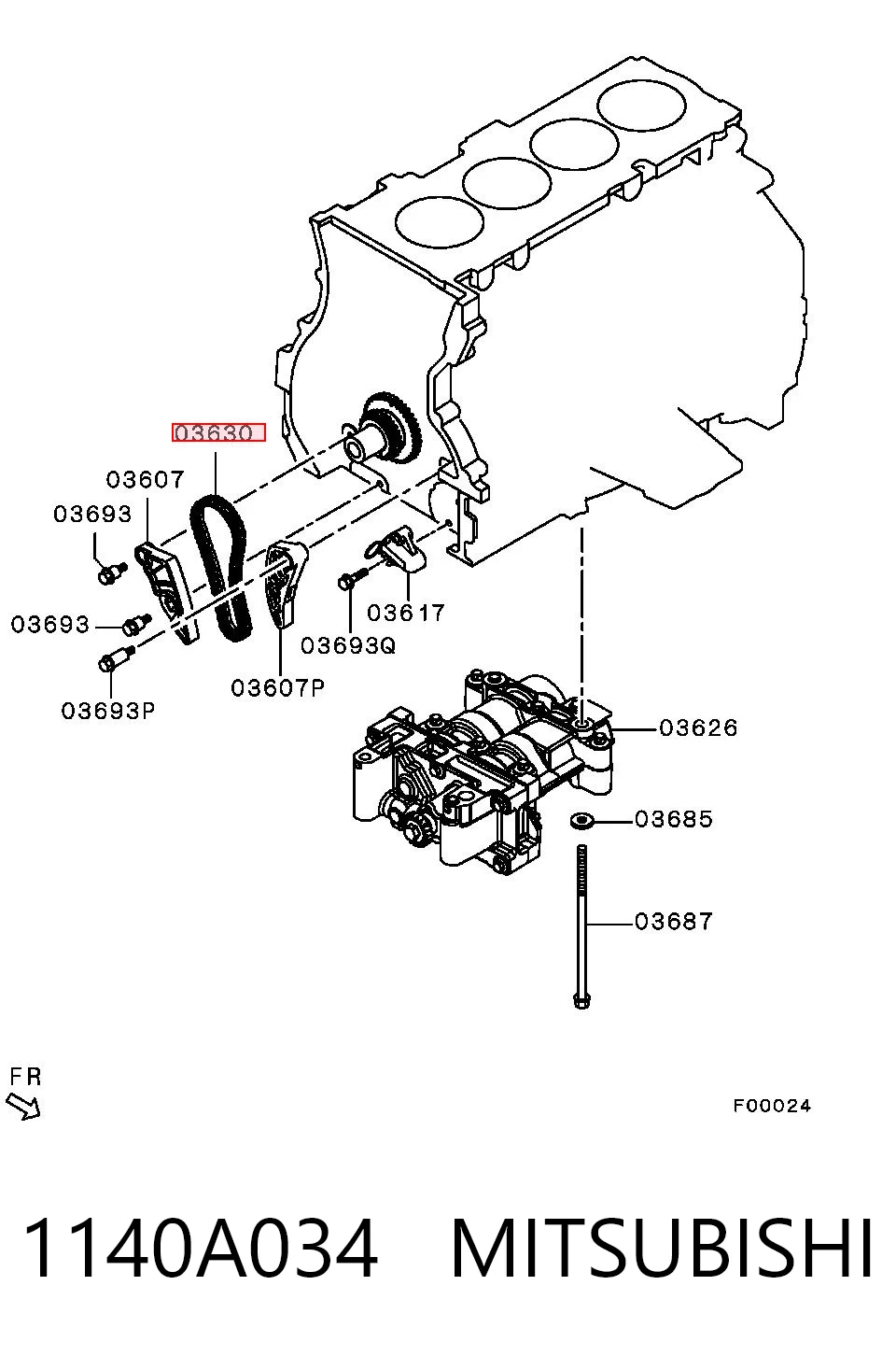 1140A034 Mitsubishi Łańcuch rozrządu wału wyrównoważającego