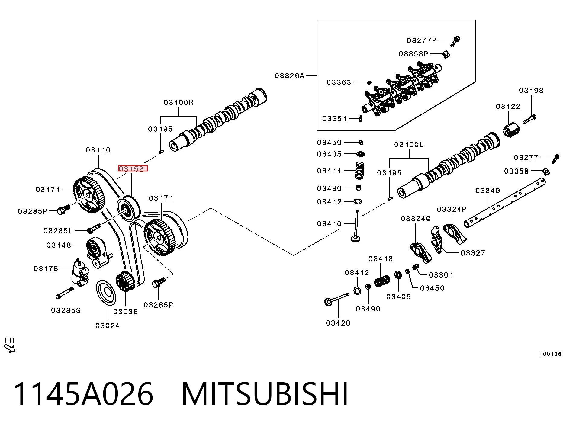 1145A026 Mitsubishi Rolka prowadząca kierunkowa paska rozrządu