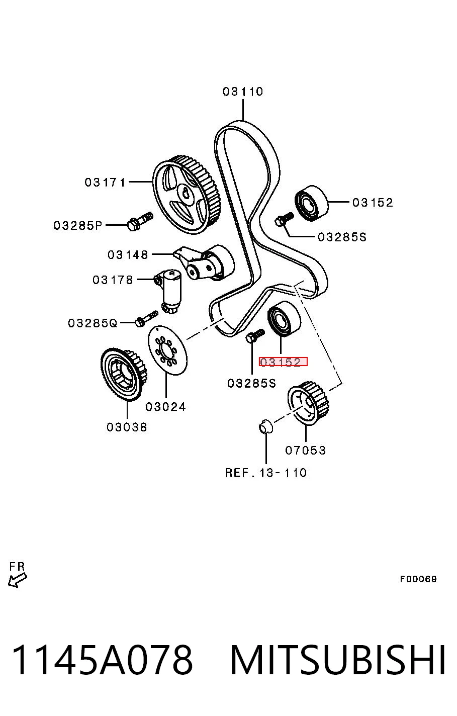 1145A078 Mitsubishi Rolka prowadząca kierunkowa paska rozrządu