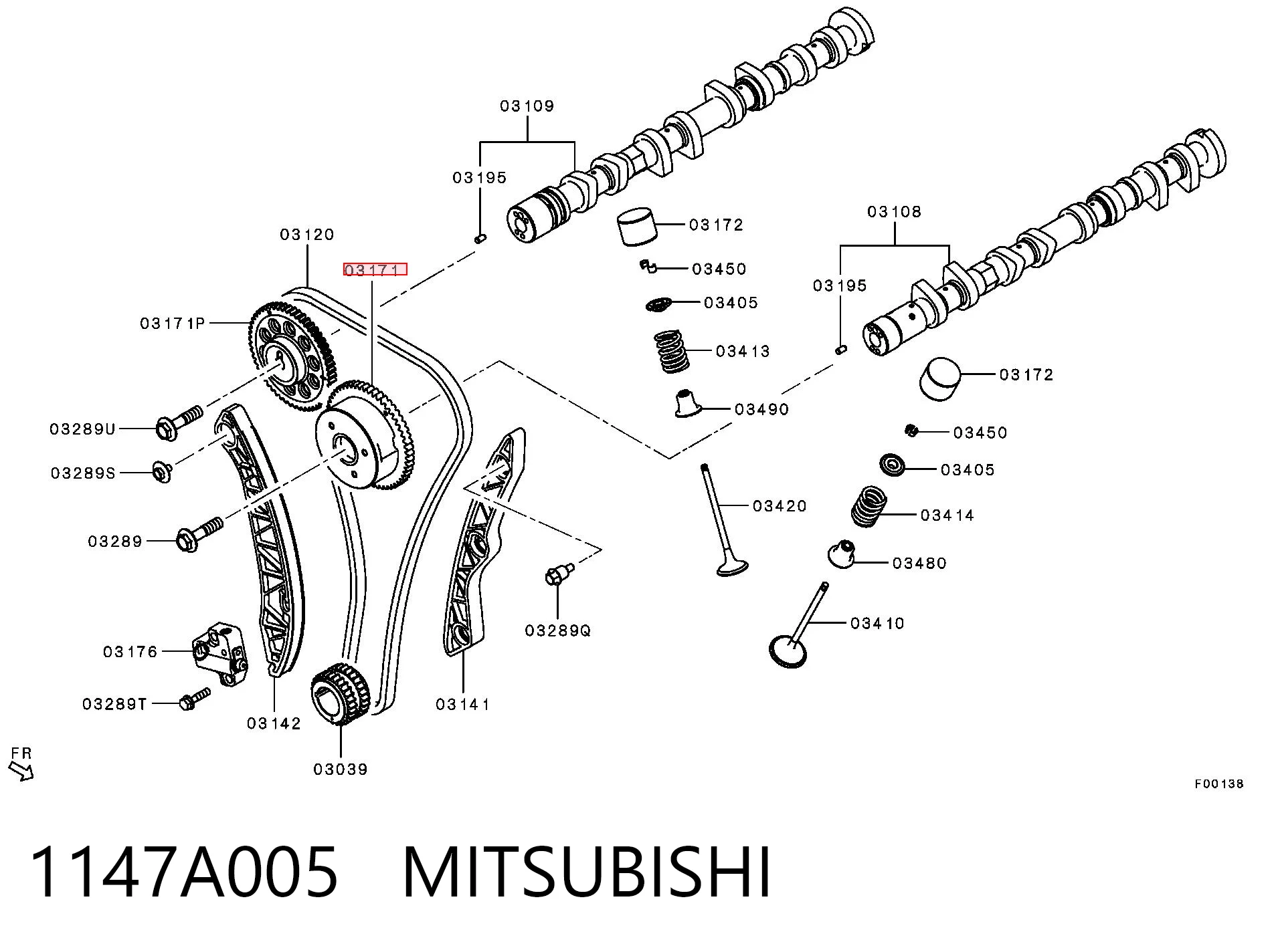 1147A005 Mitsubishi Koło zębatewalcowe wałka rozrządu silnika