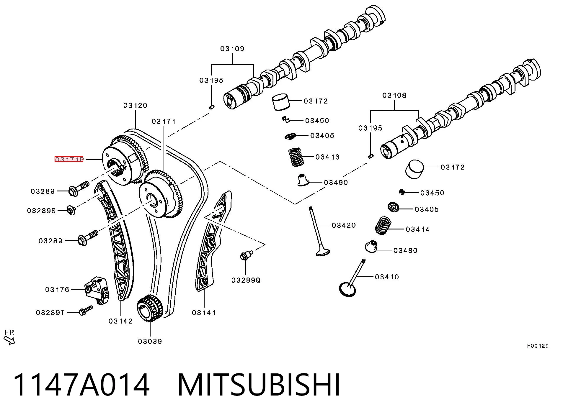 1147A014 Mitsubishi Koło zębate walcowe wałka rozrządu wydechowego