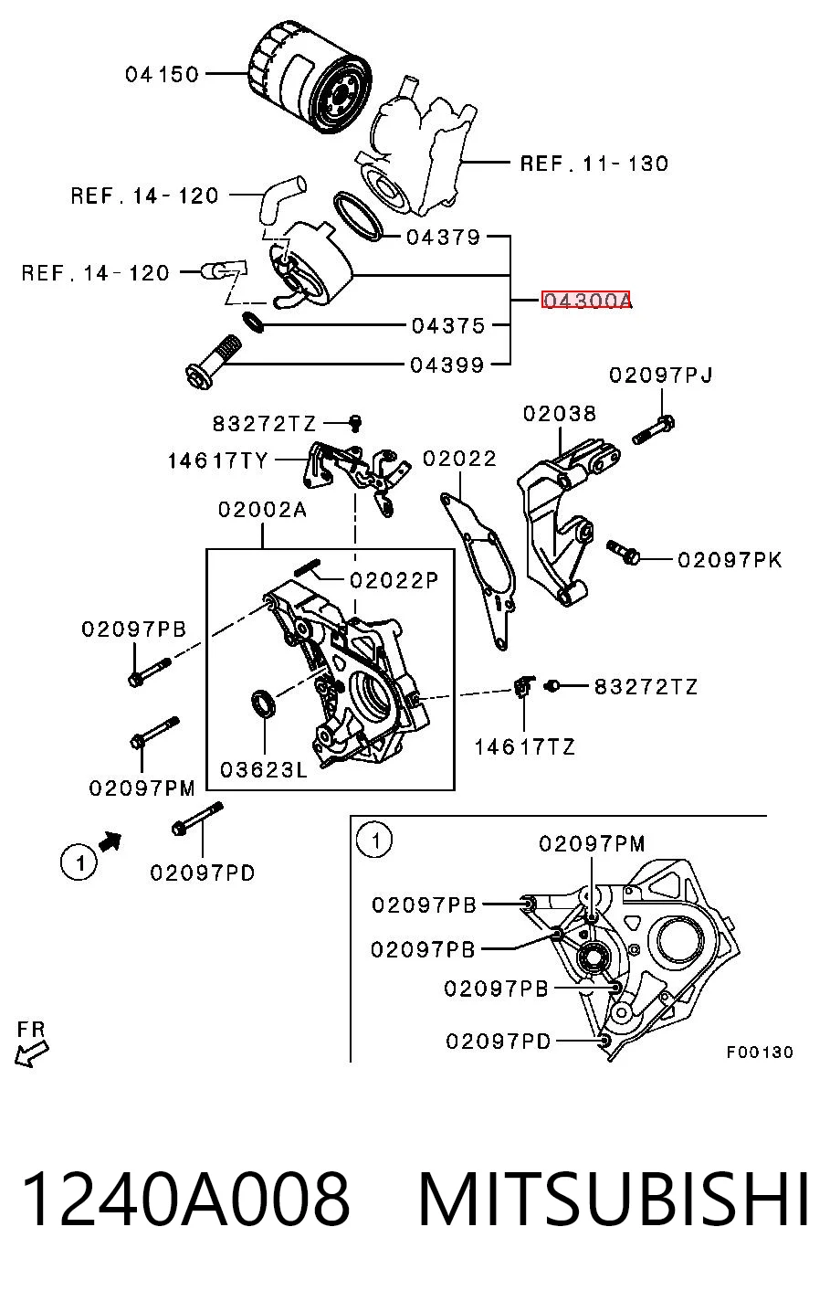 1240A008 Mitsubishi Chłodnica oleju, pod filtrem