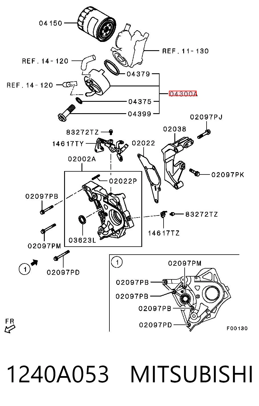 1240A053 Mitsubishi Chłodnica oleju, pod filtrem