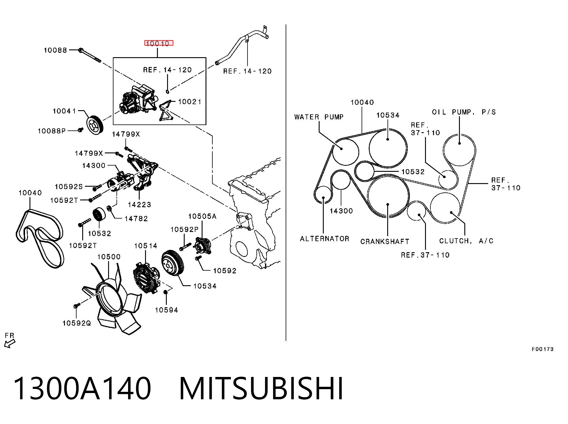 1300A140 Mitsubishi Pompa chłodząca wodna