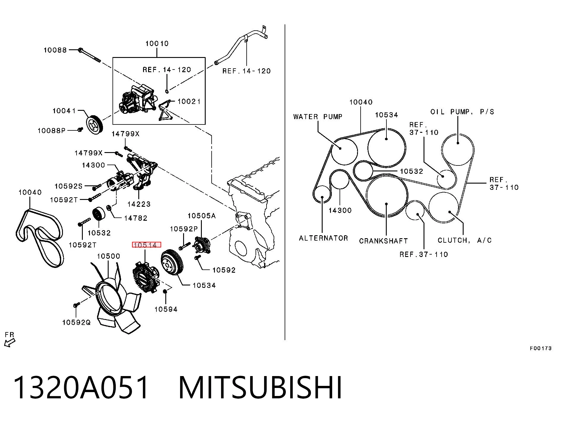 1320A051 Mitsubishi Sprzęgło wiskotyczne wentylatora chłodzenia