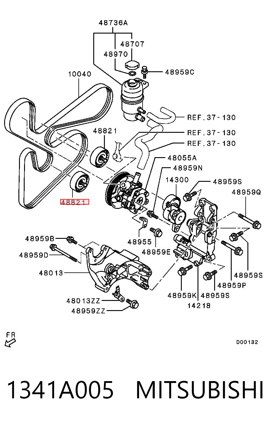 1341A005 Mitsubishi Rolka prowadząca, kierunkowa paska napędowego