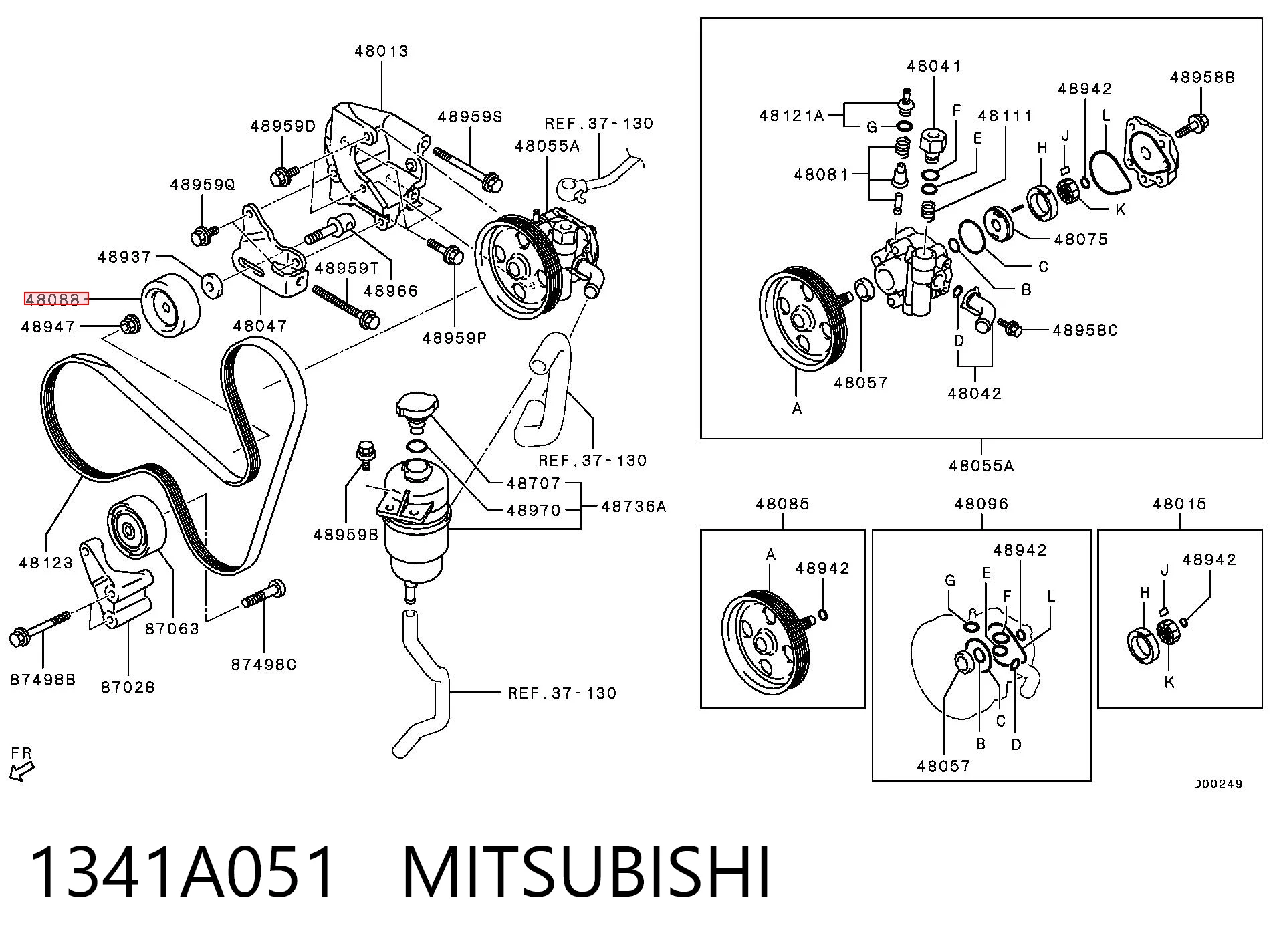 1341A051 Mitsubishi Rolka prowadząca, kierunkowa paska napędowego