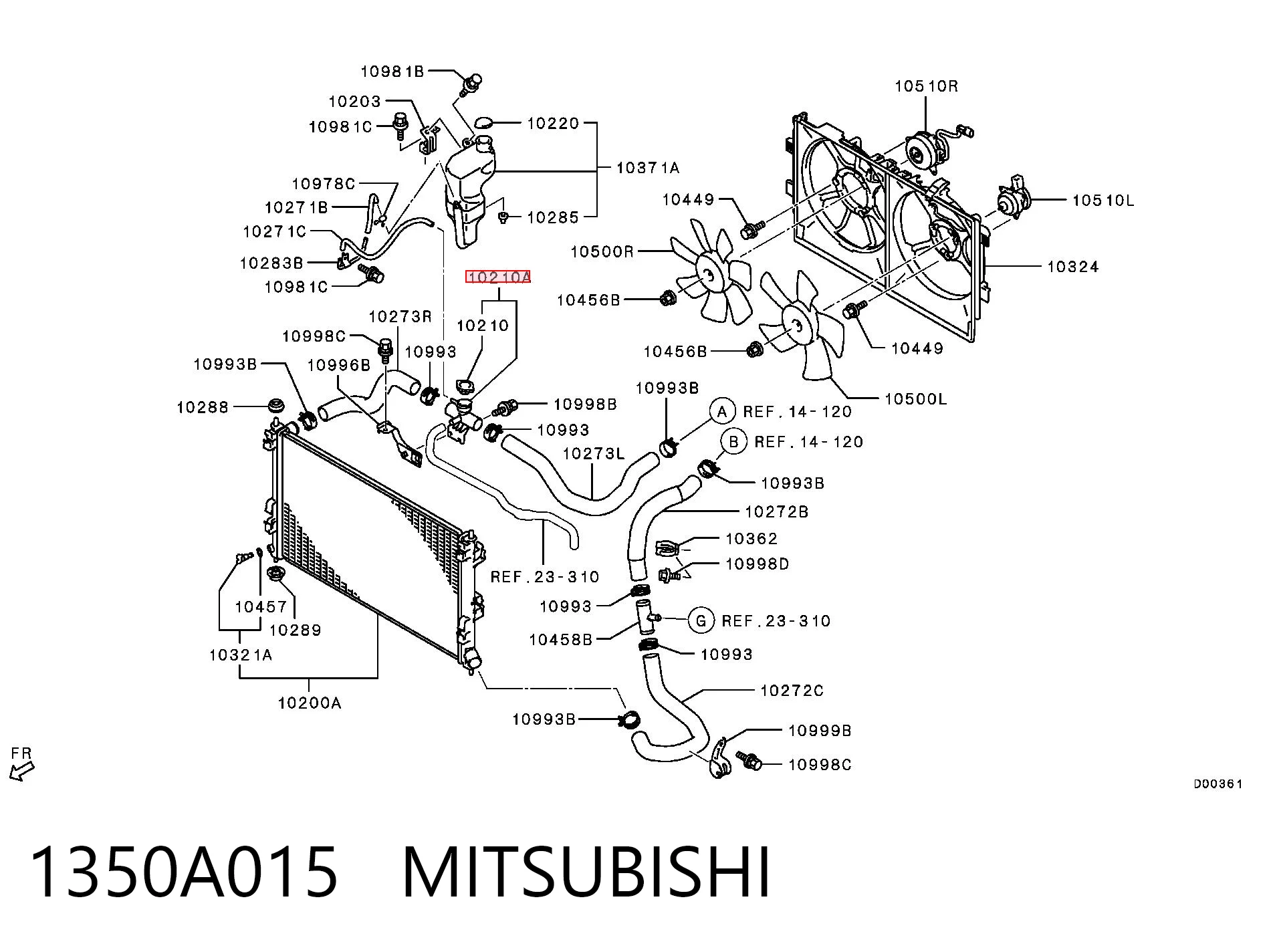 1350A015 Mitsubishi Wlew płynu chłodniczego