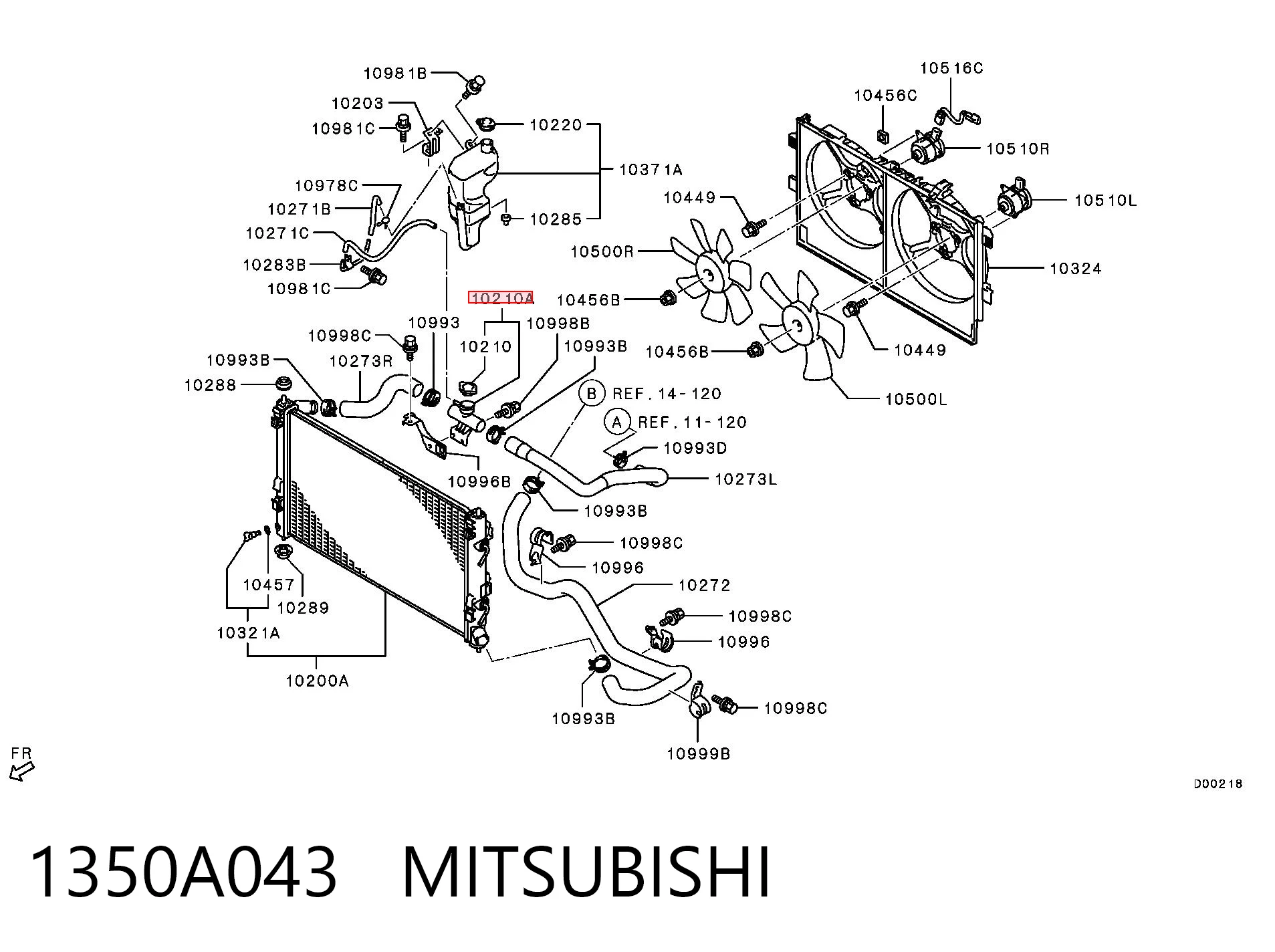 1350A043 Mitsubishi Pokrywa (korek) chłodnicy