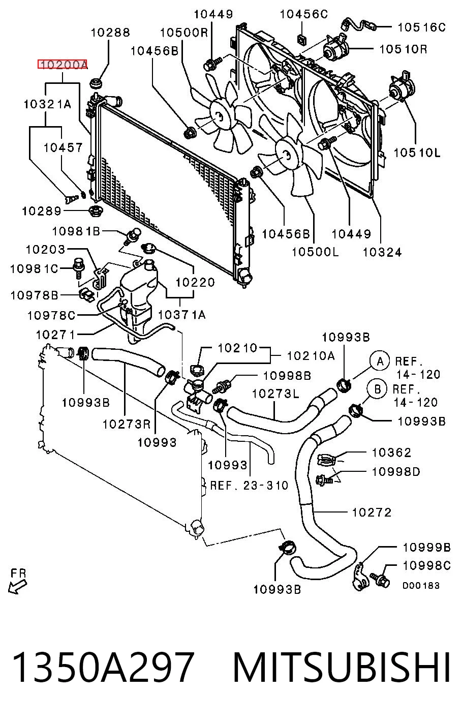1350A297 Mitsubishi Chłodnica silnika