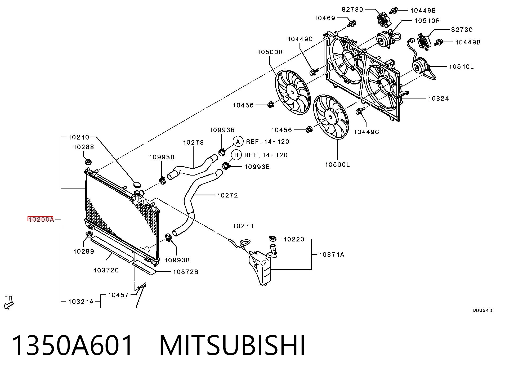 1350A601 Mitsubishi Chłodnica silnika