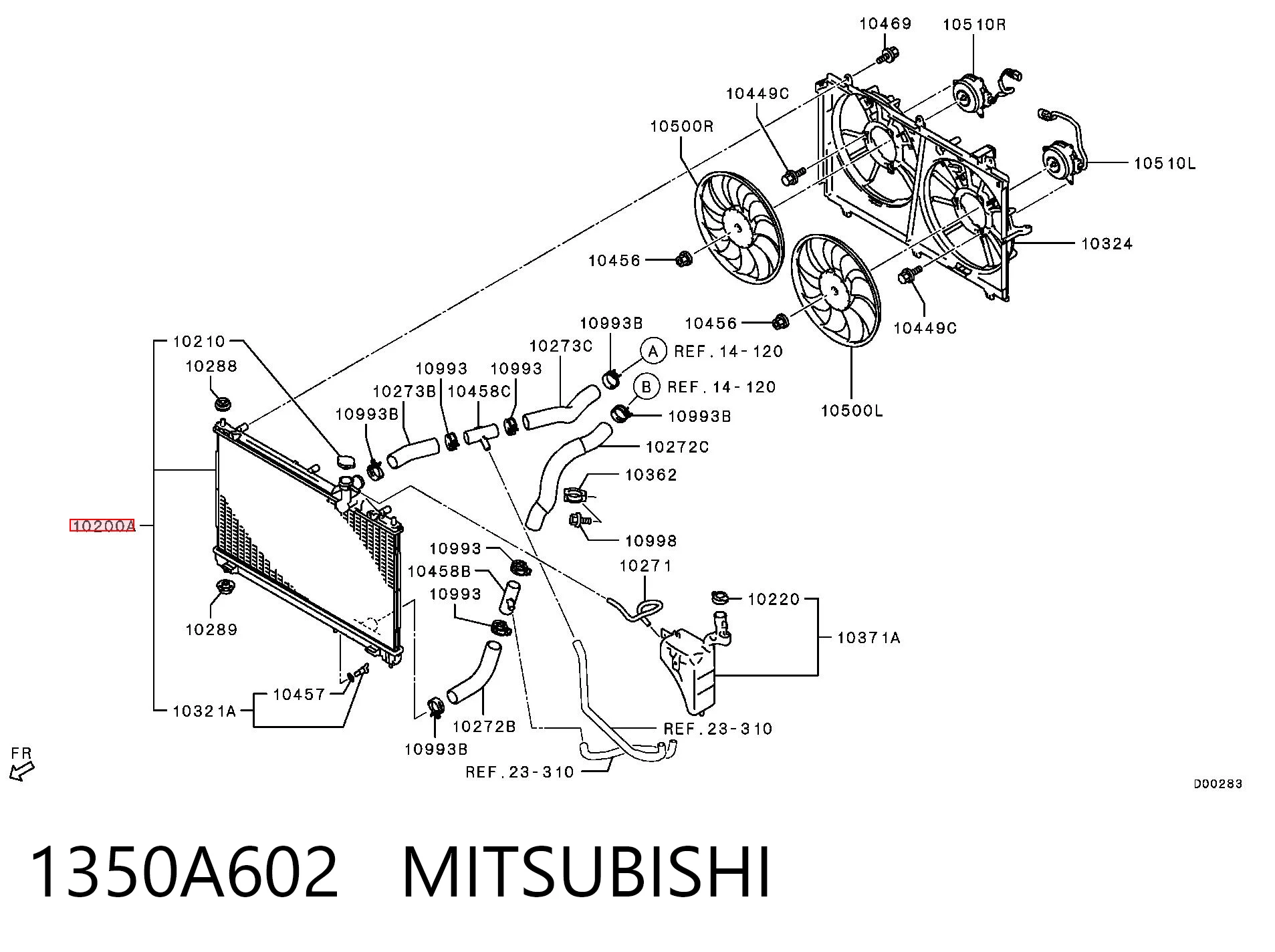 1350A602 Mitsubishi Chłodnica silnika