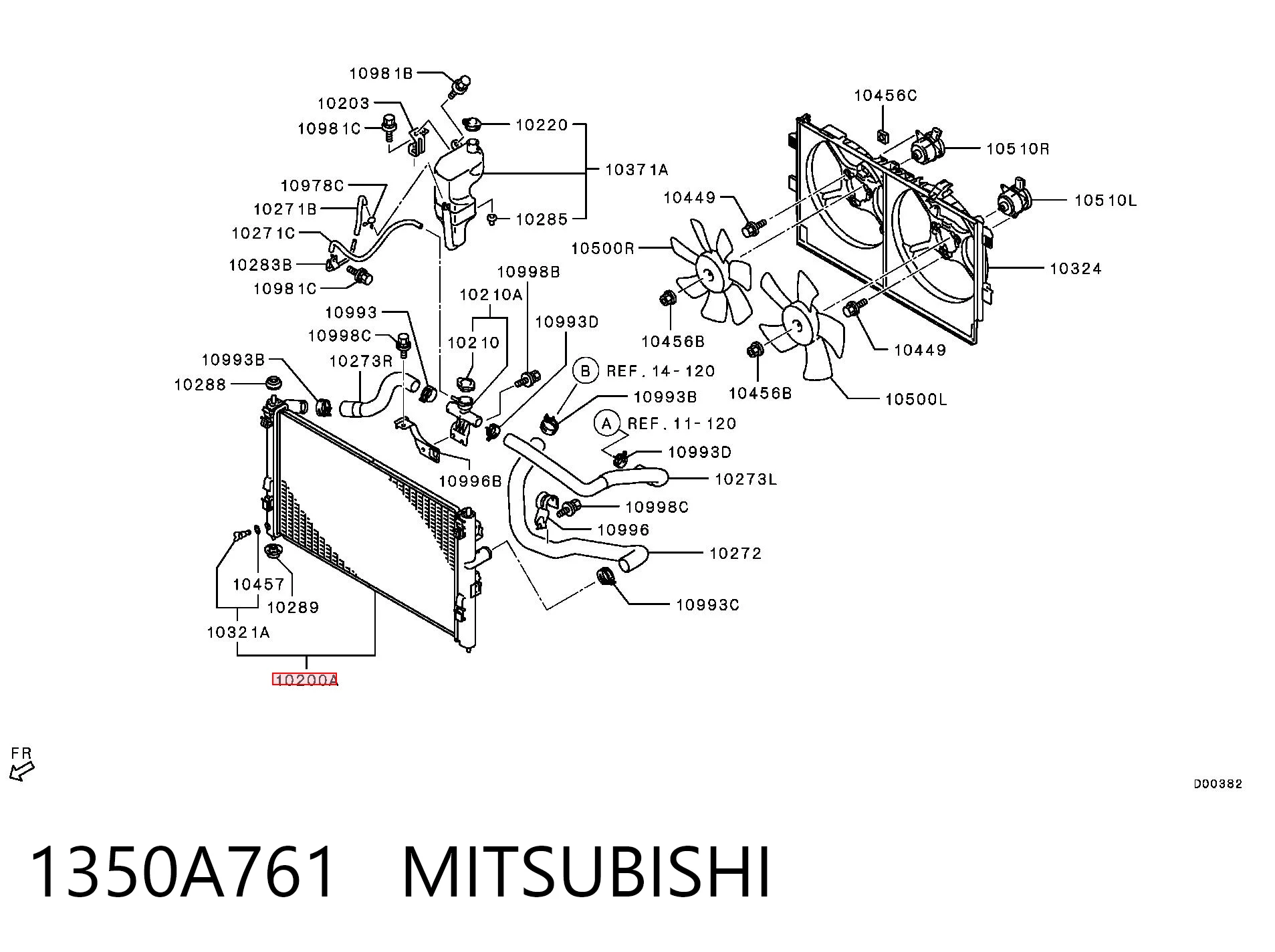 1350A761 Mitsubishi Chłodnica silnika
