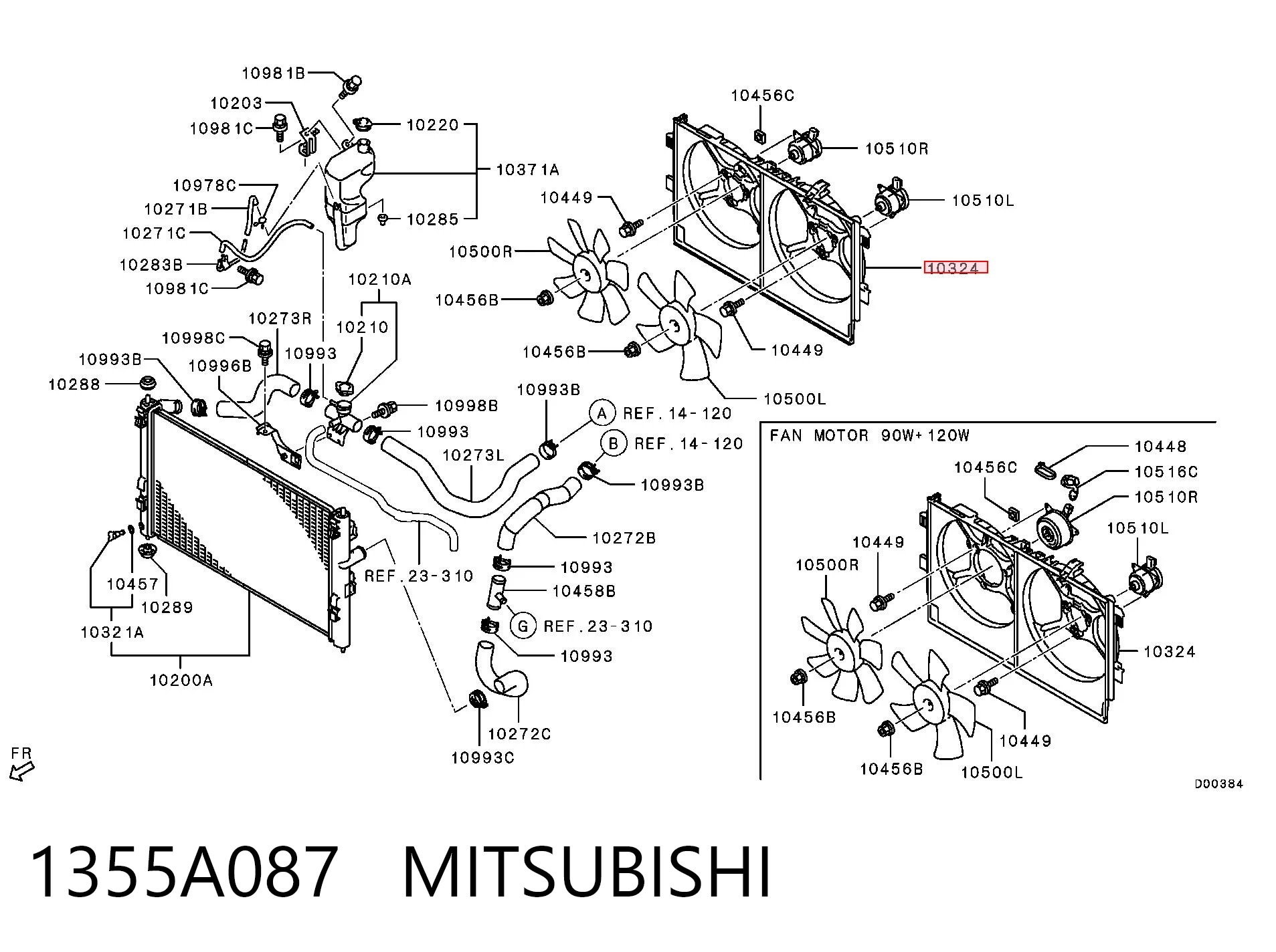 1355A087 Mitsubishi Dyfuzor chłodnicy